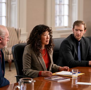 the chair l to r david morse as dean larson, sandra oh as ji yoon, cliff chamberlain as ronny, and ian lithgow as sandberg in episode 106 of the chair cr eliza morsenetflix © 2021