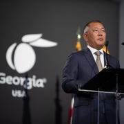 Hyundai Motor Group Executive Chair Euisun Chung at plant dedication hyundai motor group executive chair euisun chung at plant dedication