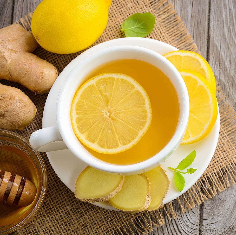 Chamomile tea with lemon, ginger and honey