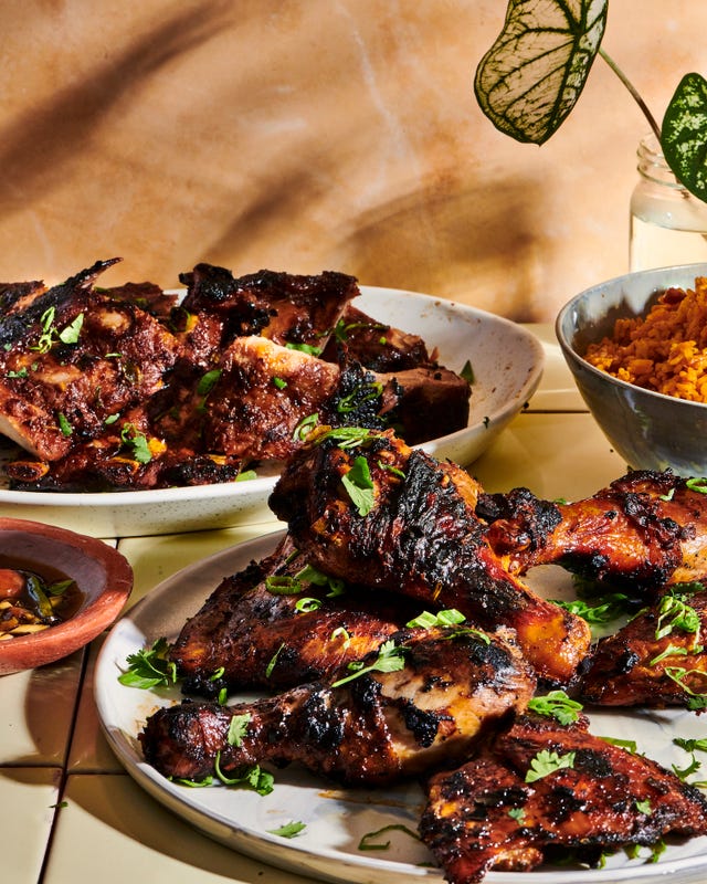 two plates of chamoru barbecue chicken