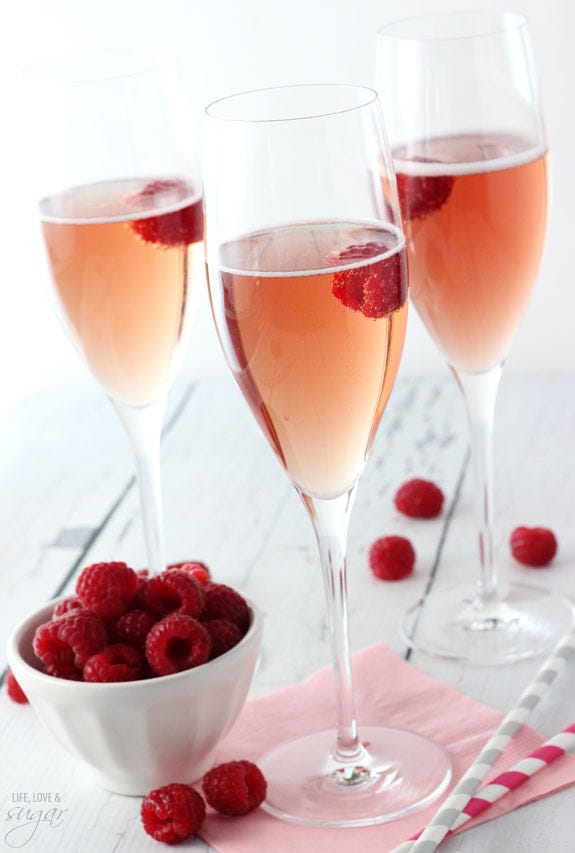 champagne cocktails - black rasberry champagne bellini
