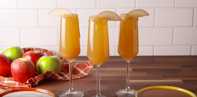 champagne cocktails - caramel apple mimosa
