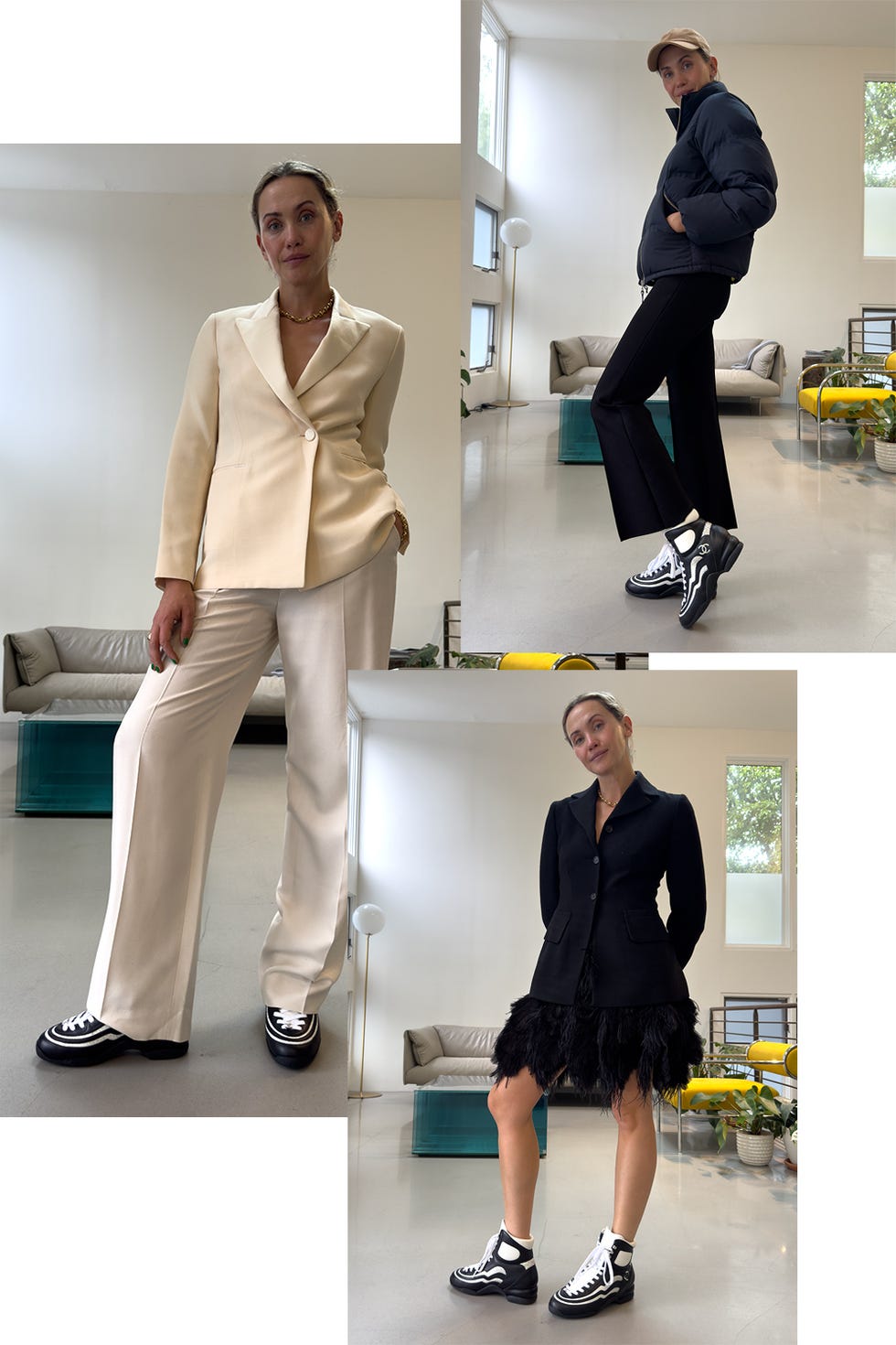 a collage of a person
