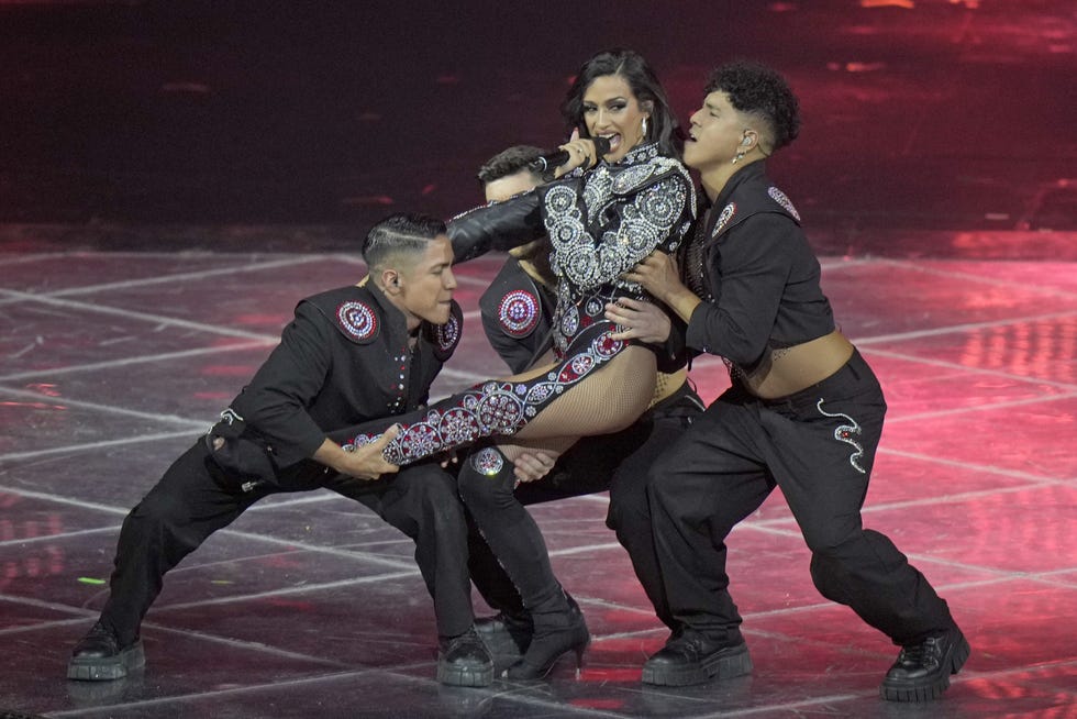 chanel from spain singing slomo performs during the grand final of the eurovision song contest at palaolimpico arena, in turin, italy, saturday, may 14, 2022   local caption