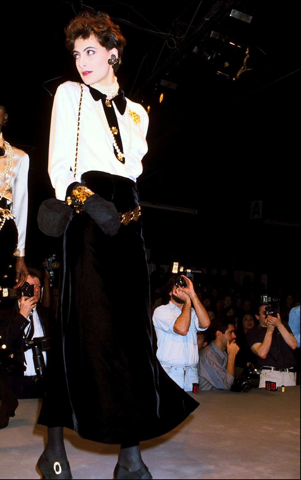 Ines de la Fressange, fashion parade in the 1980's