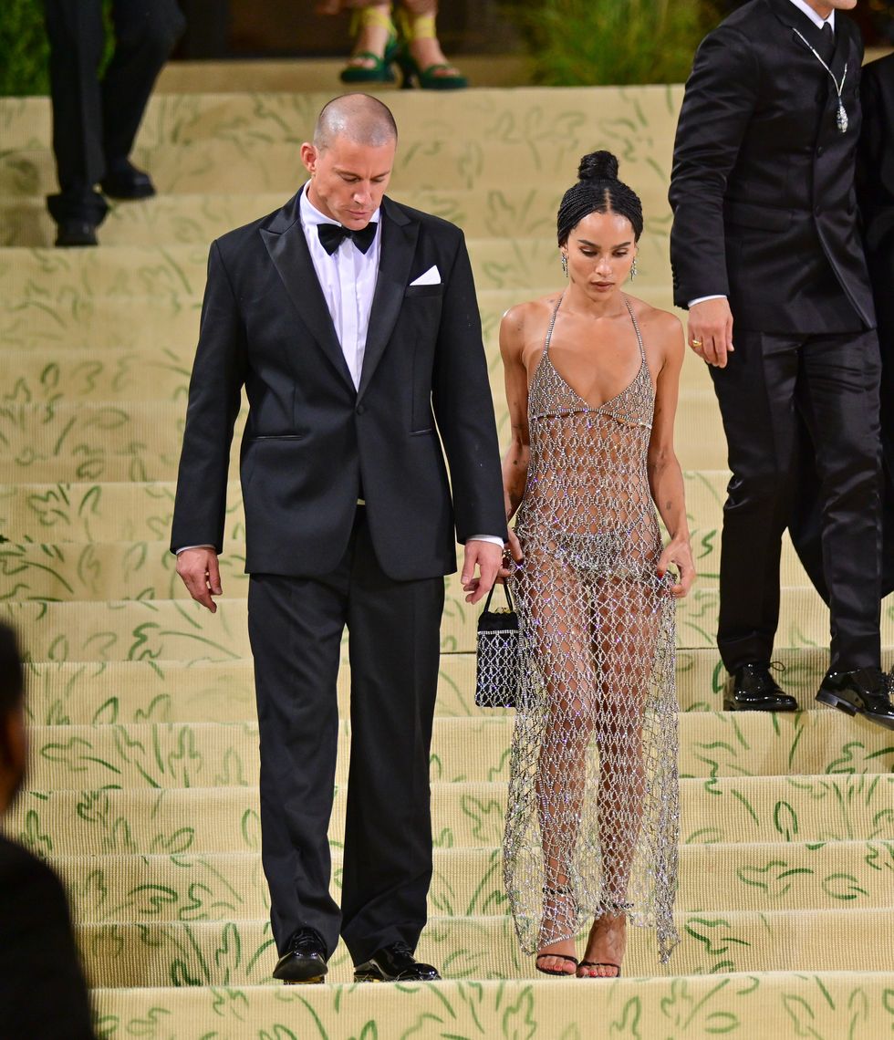 new york, new york september 13 channing tatum and zoe kravitz leave the 2021 met gala celebrating in america a lexicon of fashion at metropolitan museum of art on september 13, 2021 in new york city photo by james devaneygc images