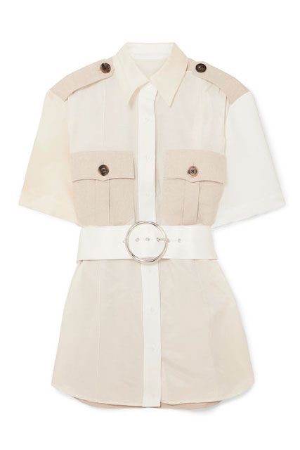 Clothing, White, Sleeve, Outerwear, Beige, Collar, Coat, Blouse, Trench coat, Uniform, 