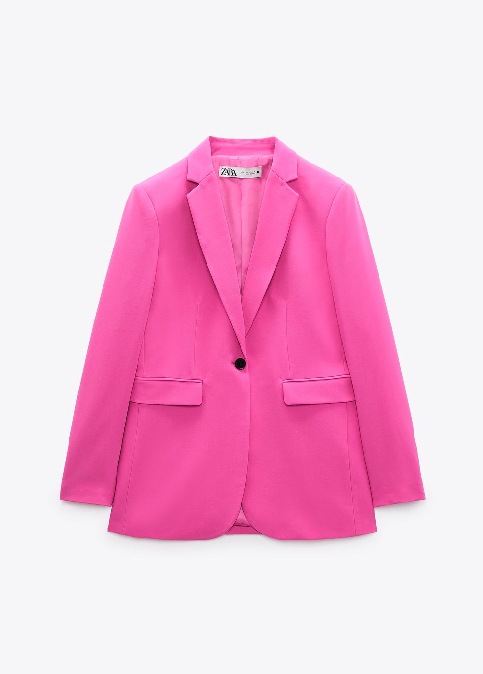 chaqueta de traje rosa fucsia de zara