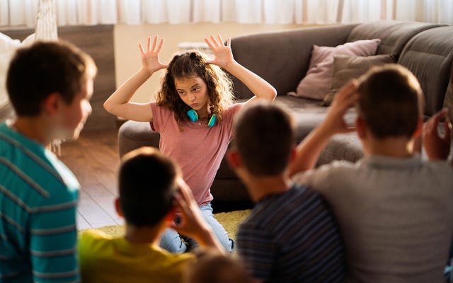 a group of children playing charades ideas