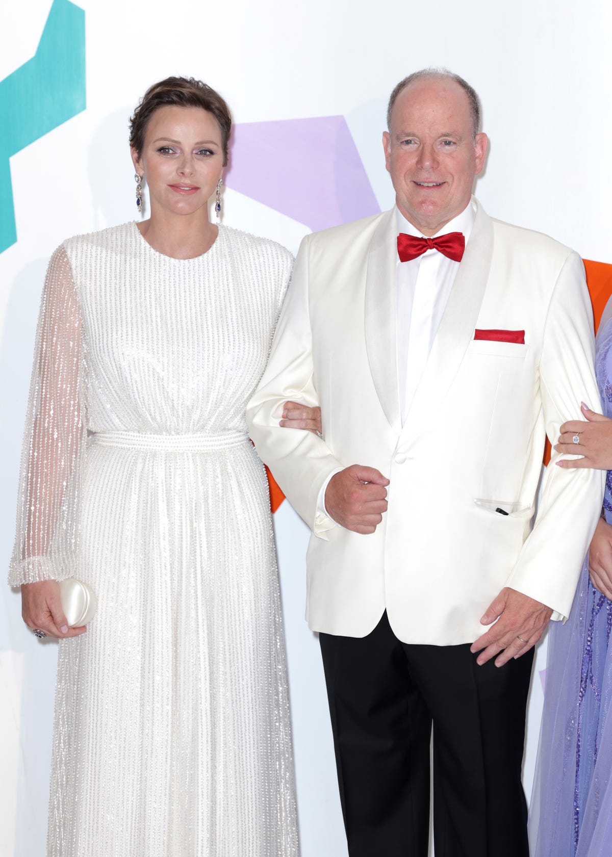 Princess Charlene Looked Radiant in a Glittering White Gown at the