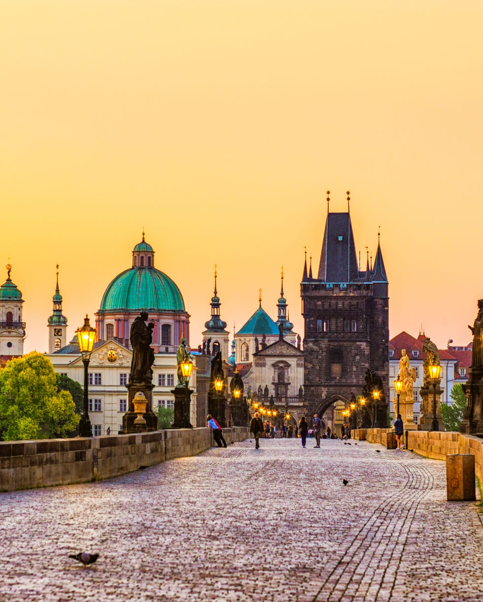 charles bridge karluv most in prague at golden hour czech republic