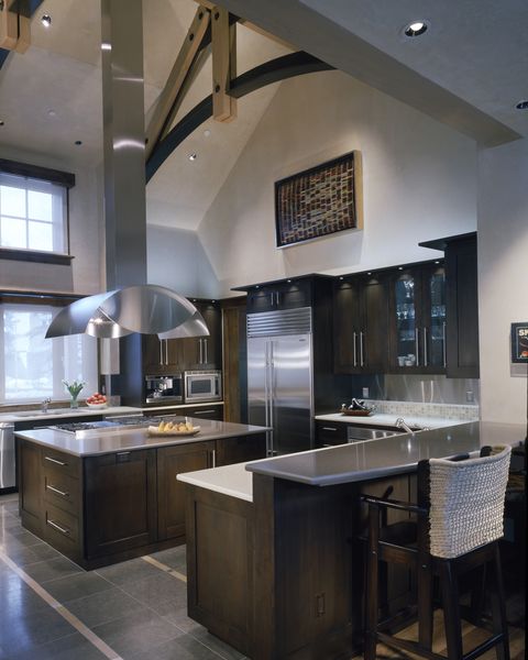 Countertop, Room, Furniture, Cabinetry, Interior design, Kitchen, Building, Ceiling, Property, Lighting, 
