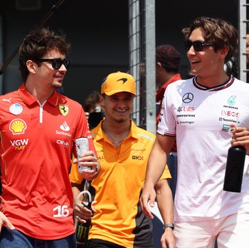 george russell con lando norris y charles leclerc