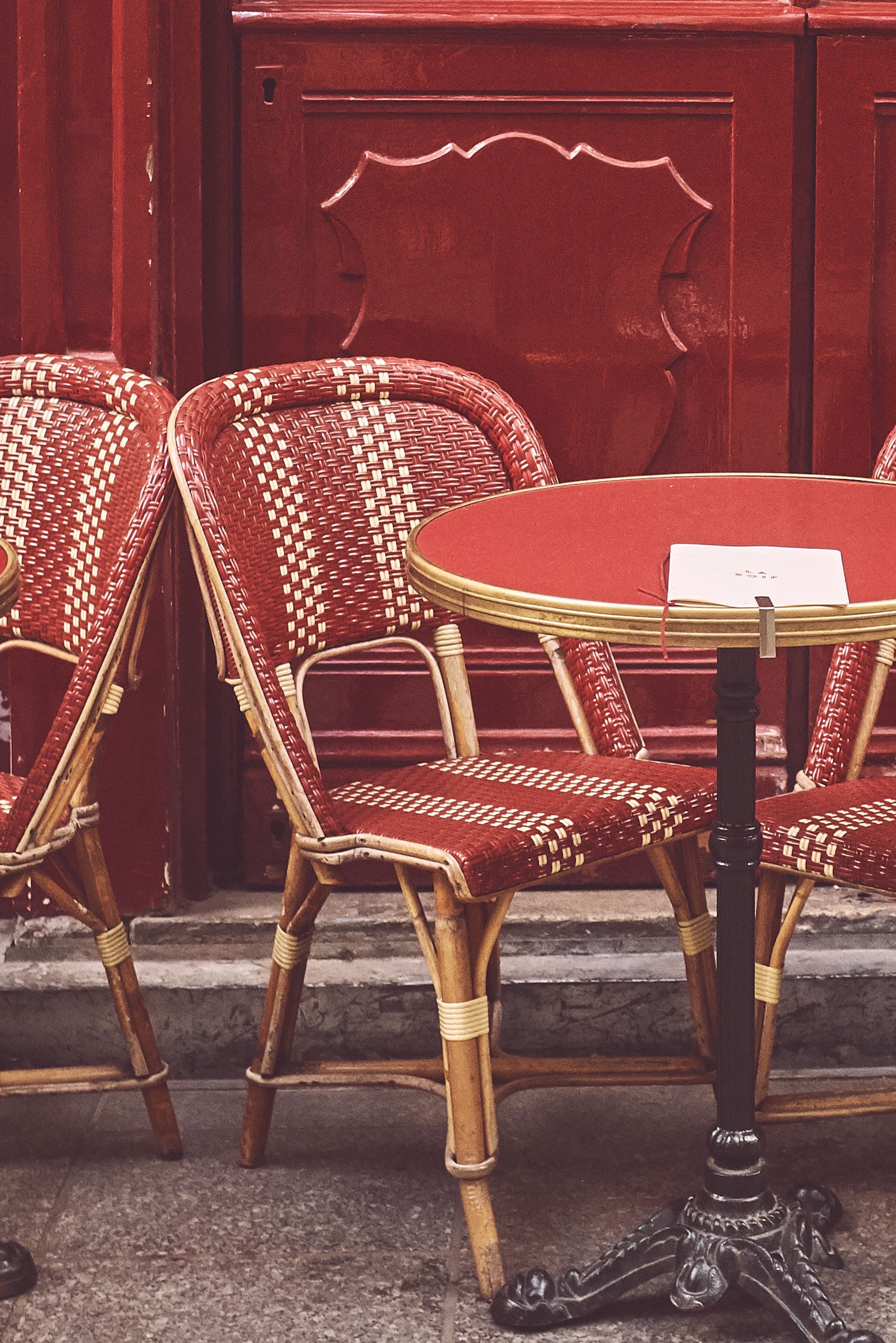 Chair, Furniture, Red, Table, Room, Wood, Classic, Wicker, Interior design, Outdoor furniture, 