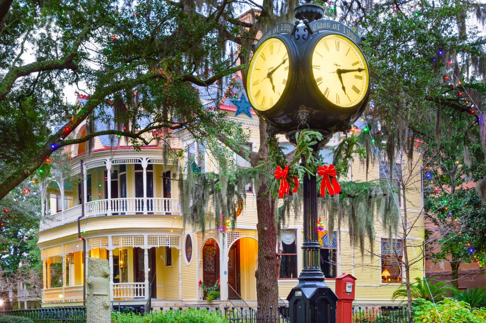 College of Charleston South Carolina USA charleston, usa december 8, 2013 historic mansion and a clock decorated with christmas bows at the college of charleston campus the college of charleston is a public university located in the historic downtown of charleston, south carolina, united states