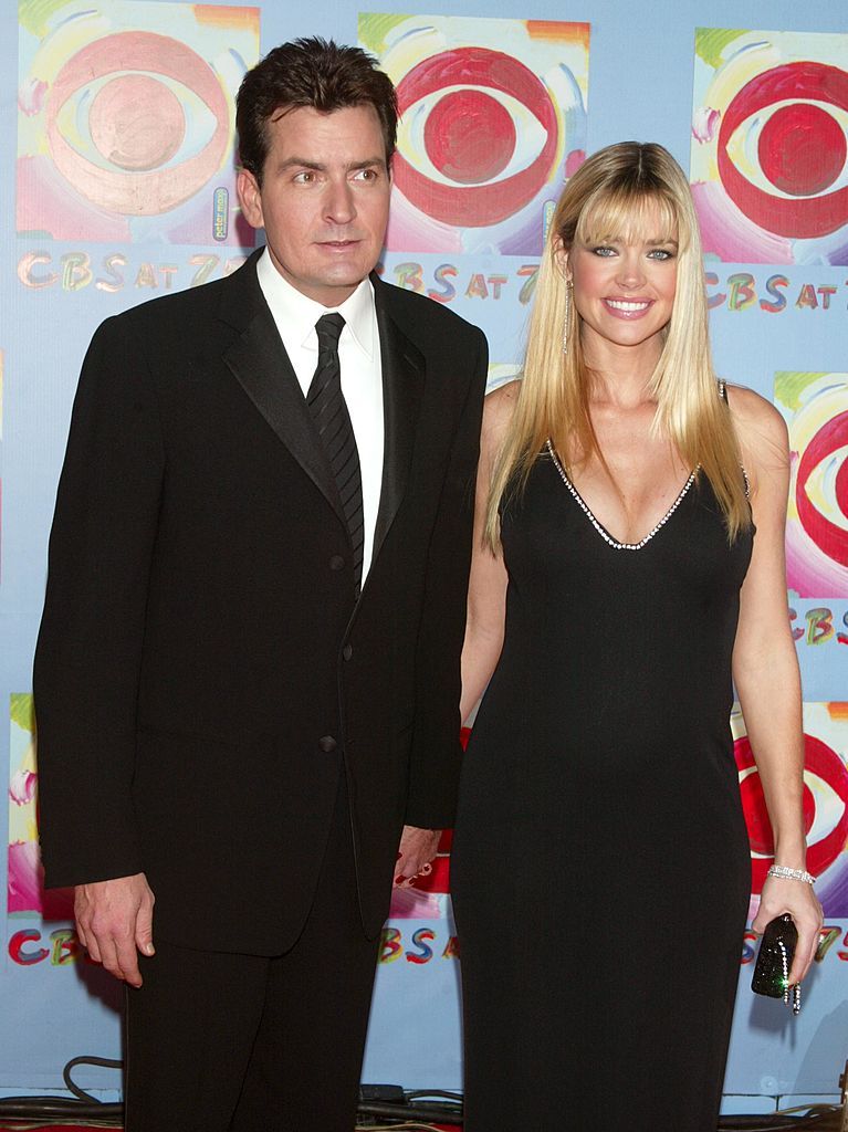 charlie sheen and denise richards during cbs at 75 at hammerstein ballroom in new york city, new york, united states photo by jim spellmanwireimage