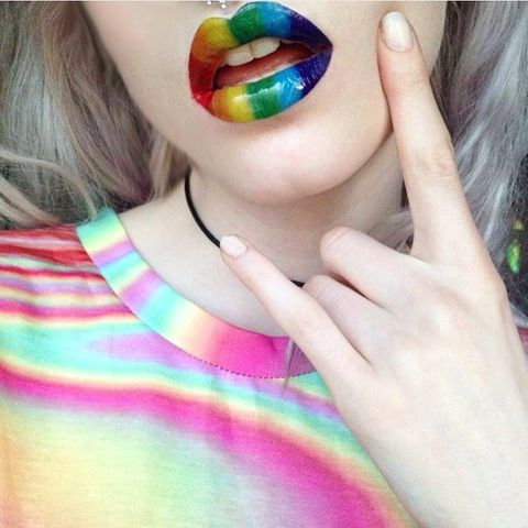 Rainbow Lip Tattoo
