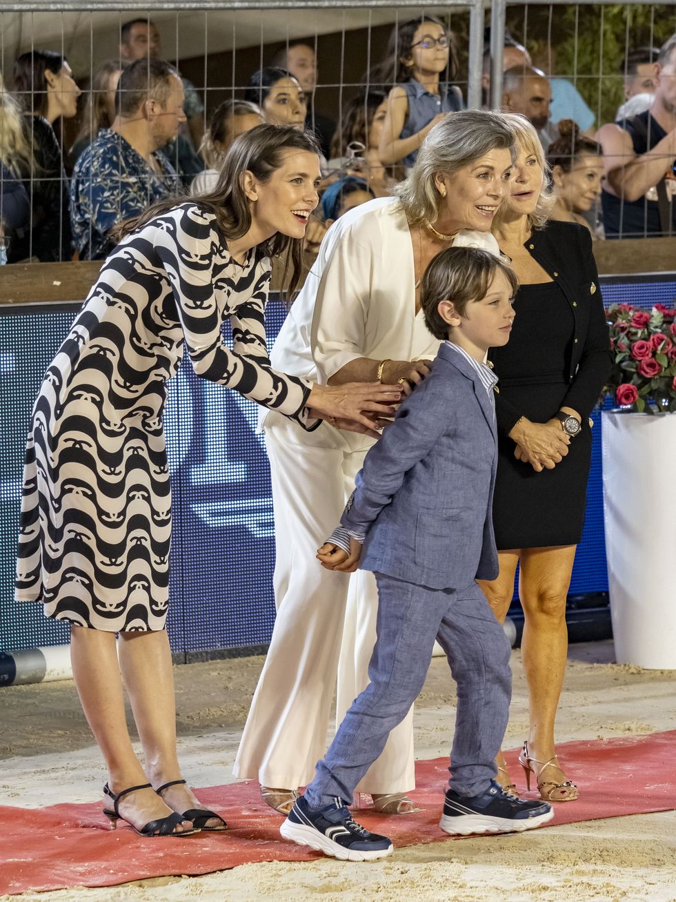 monte carlo, monaco   july 03 princess caroline of hanover, charlotte casiraghi and son raphael elmaleh attend the grand prix du prince during the 15th international monte carlo jumping on july 03, 2021 in monte carlo, monaco photo by arnold jerockigetty images