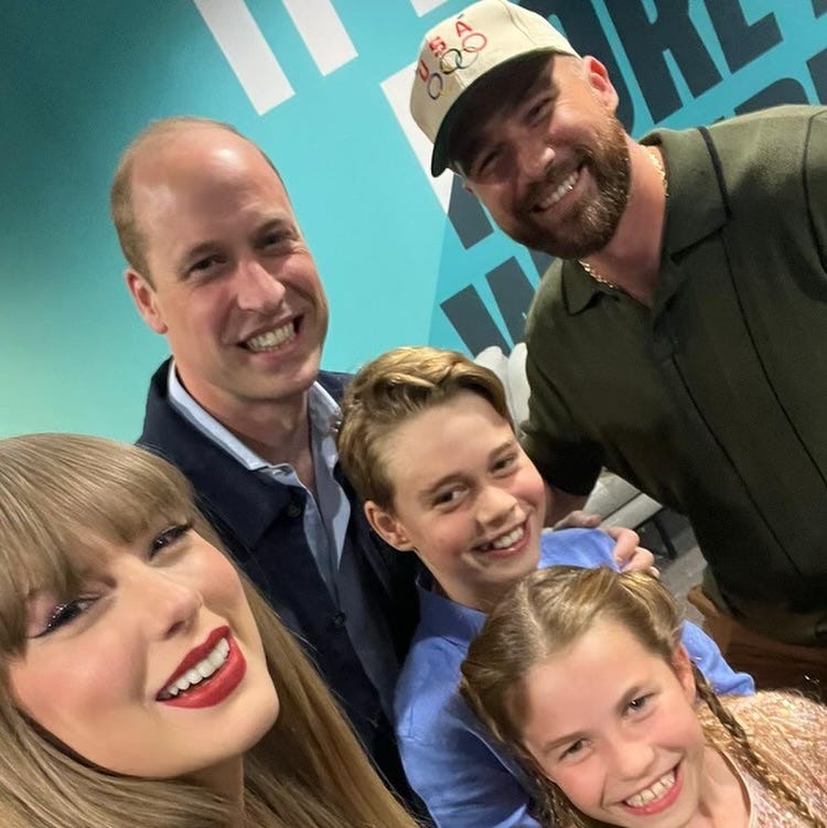Taylor Swift Shares Pic With Travis Kelce, Prince William, and Royal Kids