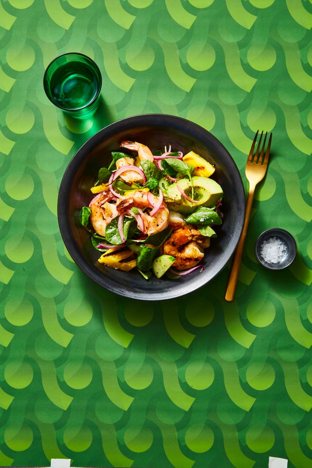 charred shrimp and avocado salad