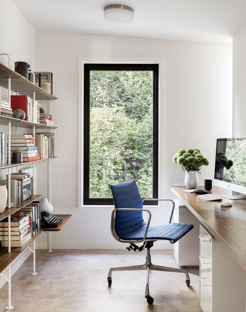 bookshelves in modern home office