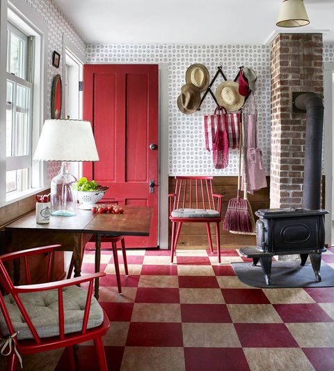 red and white checkered floor