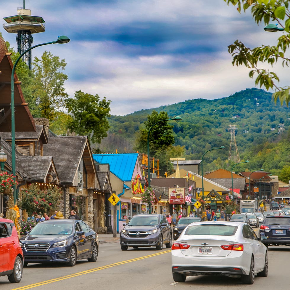 the streets of downtown gatlinburg, a good housekeeping pick for best cheap places to travel