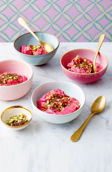 a group of bowls with food in it