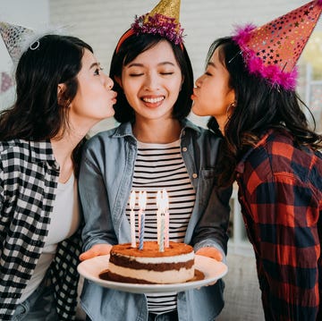 Birthday wishes for cousins, Cheerful women kissed by girl best friends. birthday wishes for cousins, cheerful women kissed by girl best friends