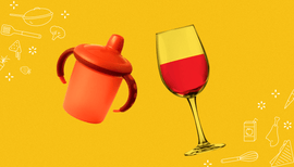 sippy cup and wine cheers gif