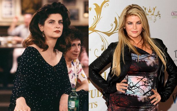 Where Are They Now: Cast of Cheers: Kirstie Alley won her first Emmy playing bar manager and waitress Rebecca Howe on Cheers. Alley joined the cast in 1987, replacing Shelley Long. Her career after Cheers included starring roles in the Look Who's Talking film franchise, the TV show Veronica's Closet, a spin on the dance floor as a cast member of Dancing with the Stars and appearances as a spokesperson for Jenny Craig.(Left) Photo by Paul Drinkwater/NBC/NBCU Photo Bank via Getty Images. (Rigth) Photo by Steve Mack/FilmMagic)