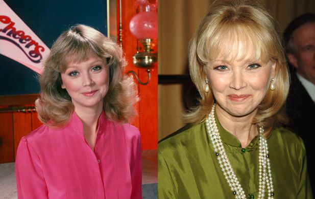 Where Are They Now: Cast of Cheers: Shelley Long played uptight waitress Diane Chambers, Sam's on-again-off-again love interest, as part of the original Cheers cast. She left the sitcom in 1987 and appeared in movies like Troop Beverly Hills, but returned for the Cheers season finale and made appearances on the spinoff Frasier. (Left) Photo by Herb Ball/NBC/NBCU Photo Bank via Getty Images. (Right) Photo by Jeff Kravitz/FilmMagic.