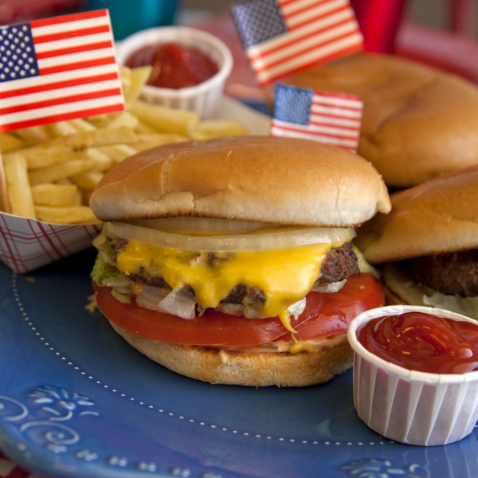 cheese burgers, barbeque hamburger, july fourth  labor day picnic food