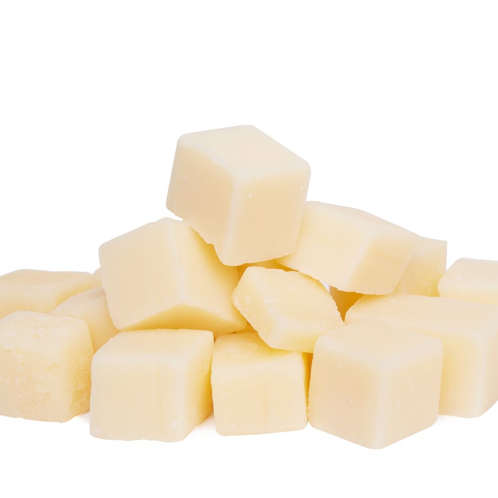 cheese cubes isolated on white background