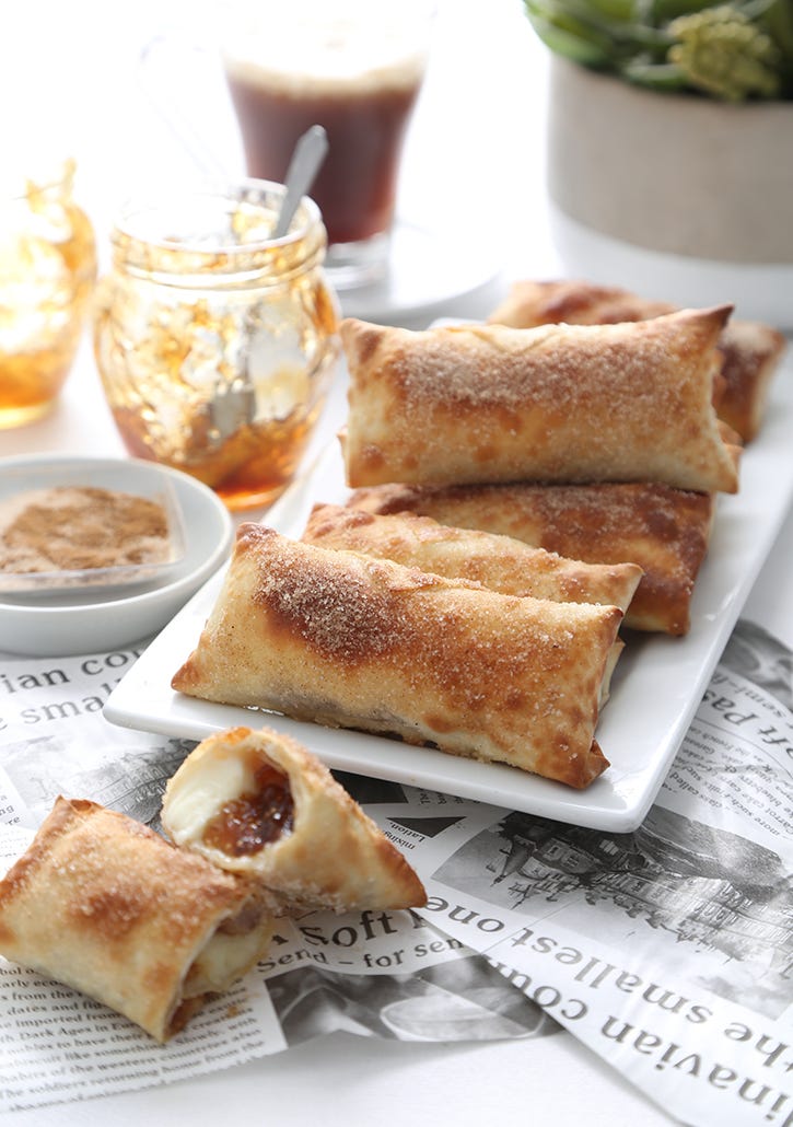 rollitos de tarta de queso e higos