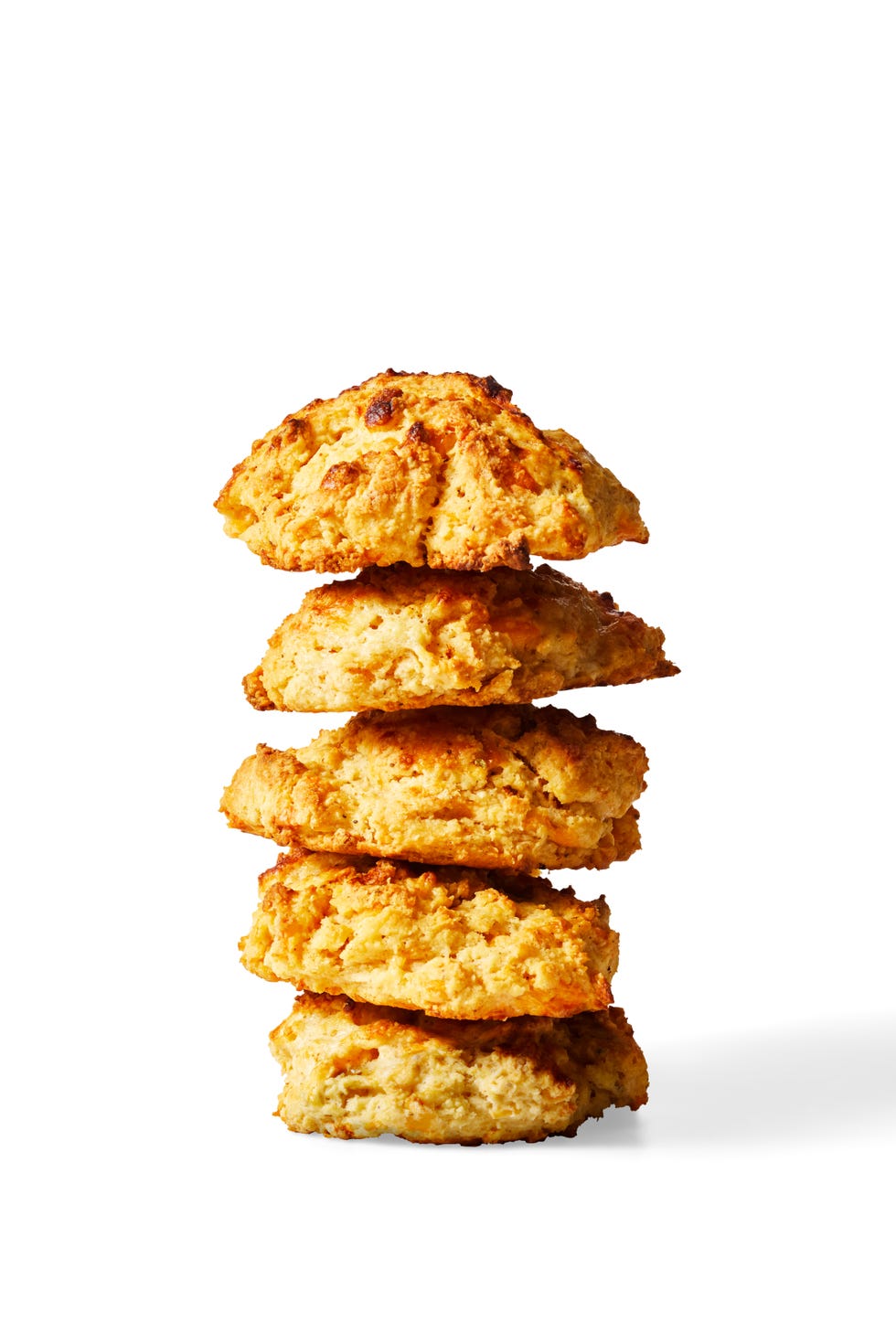 cheesy bay biscuits stacked on top of each other