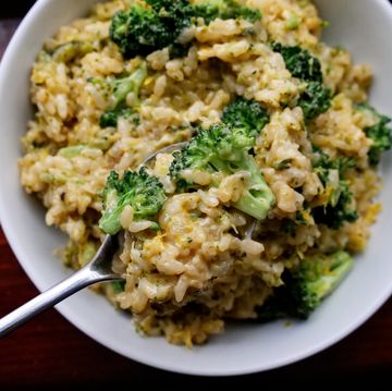cheesy broccoli rice with lemon zest