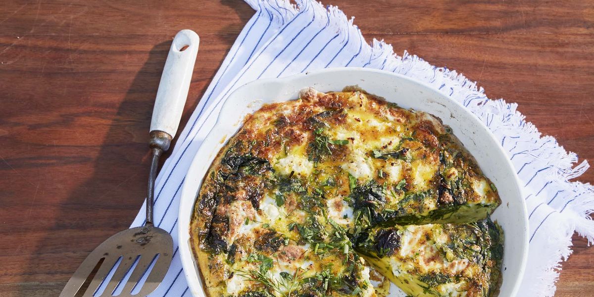 Best Cheesy Frittata with Spring Greens and Shallots
