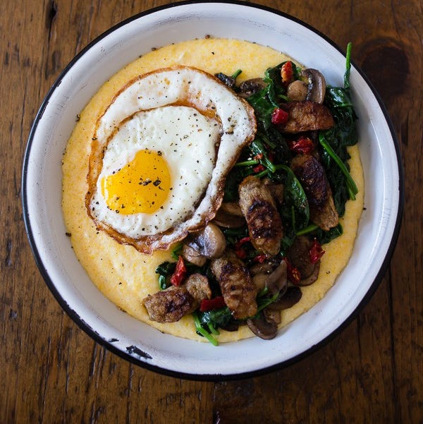 cheesy polenta sausage bowl