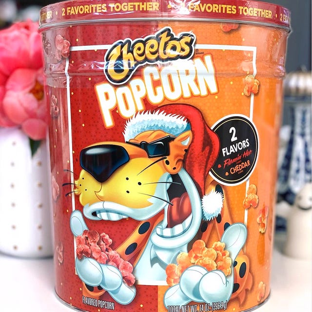 cheetos holiday popcorn tin