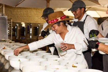 valerie chang cooks preparing dishes in a kitchen setting