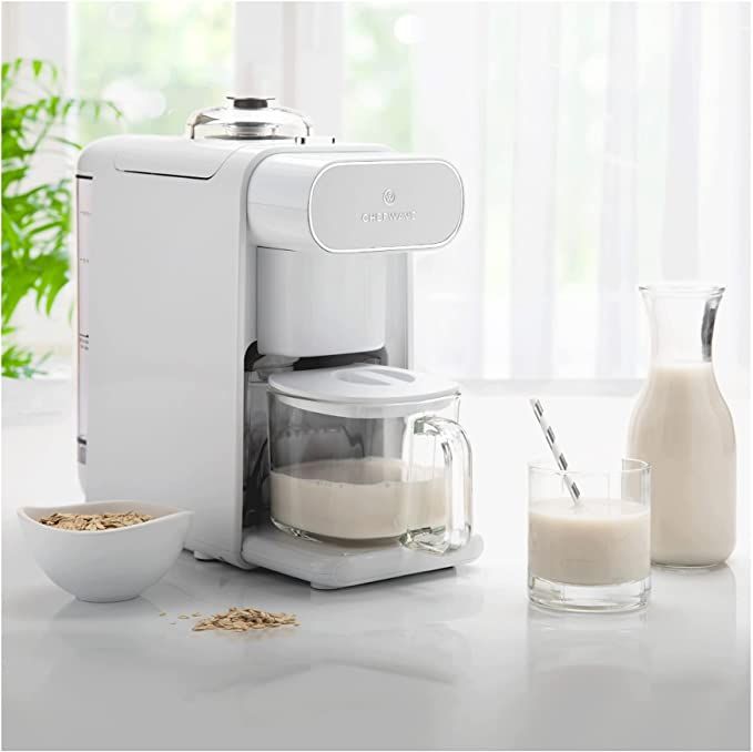 Beeze Automatic Nut Milk Maker Machine - Make Almond, Soy, Oat, Cashew, Coconut Milk - Glass Blender, Built in Strainer, Smart Touch, 12-Hour Delay
