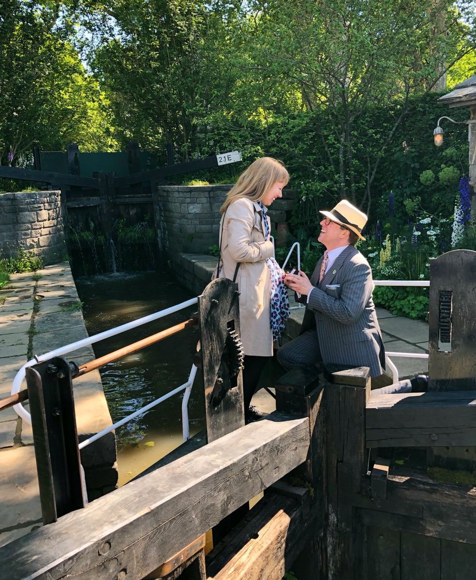 Couple get engaged on the Welcome to Yorkshire garden at the RHS Chelsea Flower Show