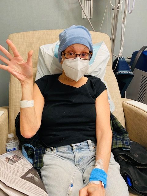 sherry amatenstein at a chemo appointment
