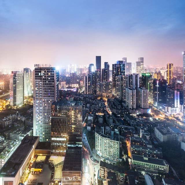 Chengdu skyline aerial view