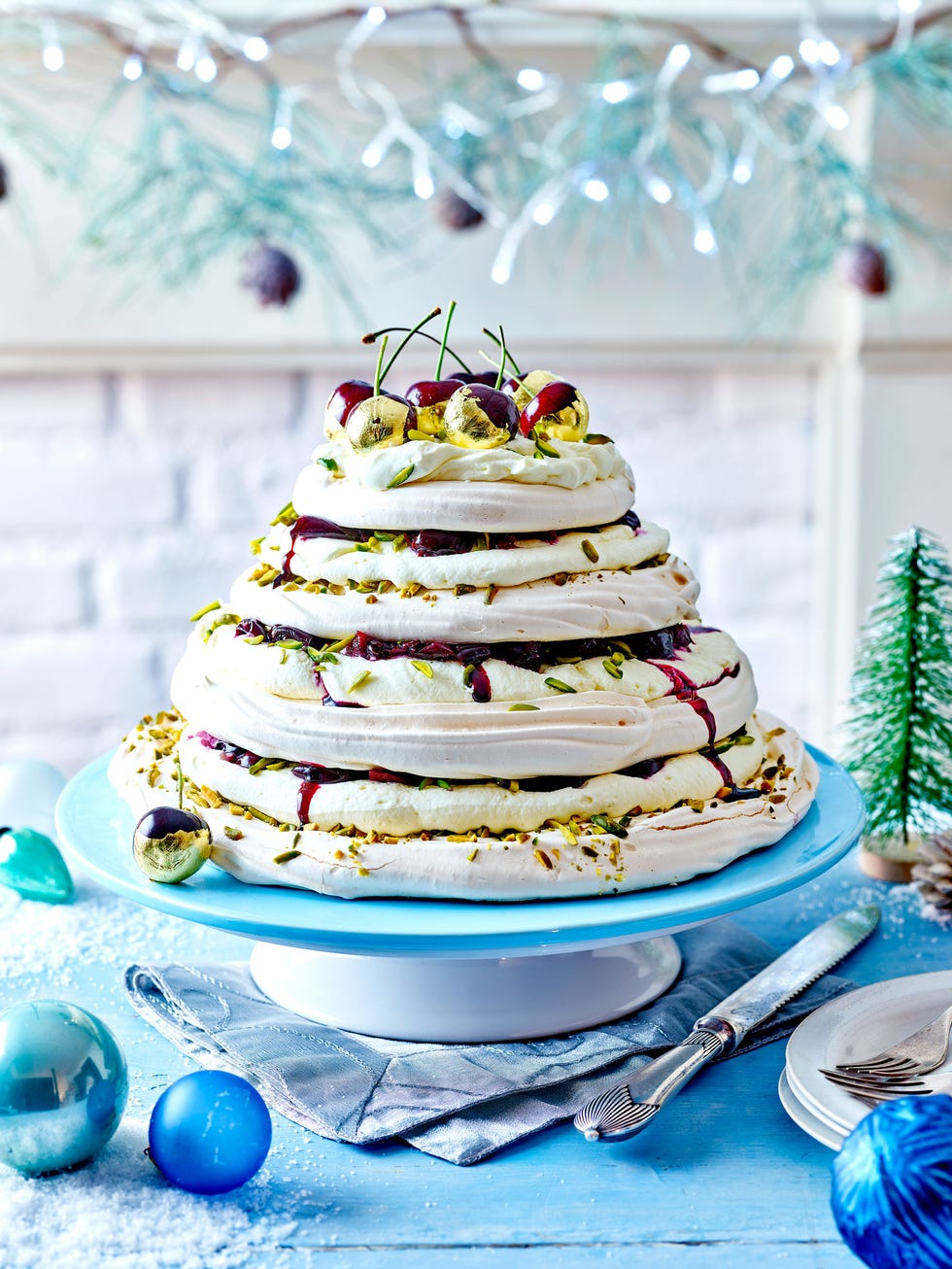 cherry pistachio pavlova