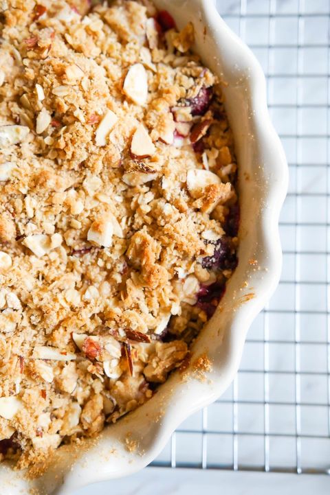 sweet cherry crumble with plums
