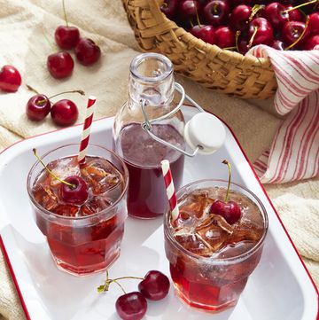 cherry syrup and rum soda