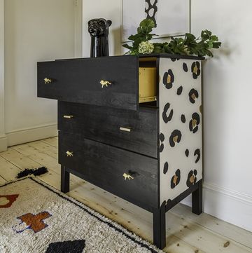 upcycling project transform a bland chest of drawers with this leopard print design