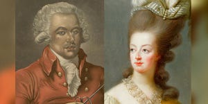 illustrated portraits of musician chevalier de saint georges and marie antoinette